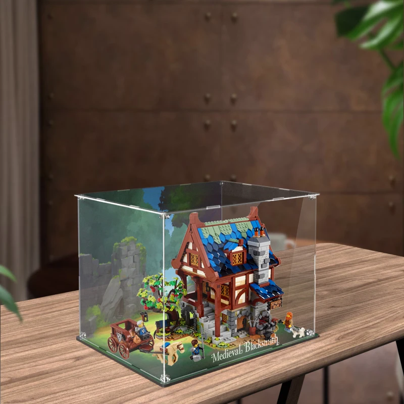 Acrylic Display Box for Lego 21325 Medieval Blacksmith Dustproof Clear Display Case (Lego Set not Included）