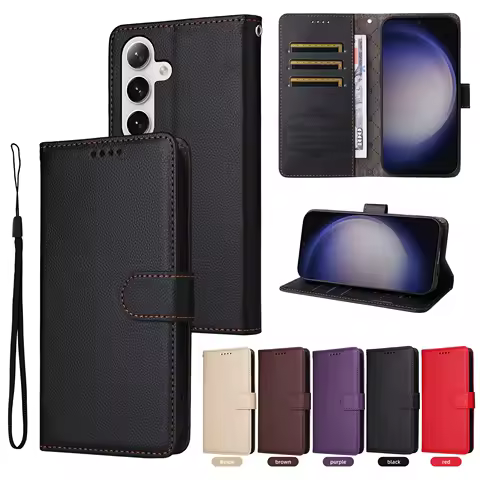 RFID BLOCKING Leather Case For Samsung Galaxy S25 Edge S24 S23 Plus Ultra S24FE S23FE S21FE S20FE X cover7 Pro Cover - Card Slot