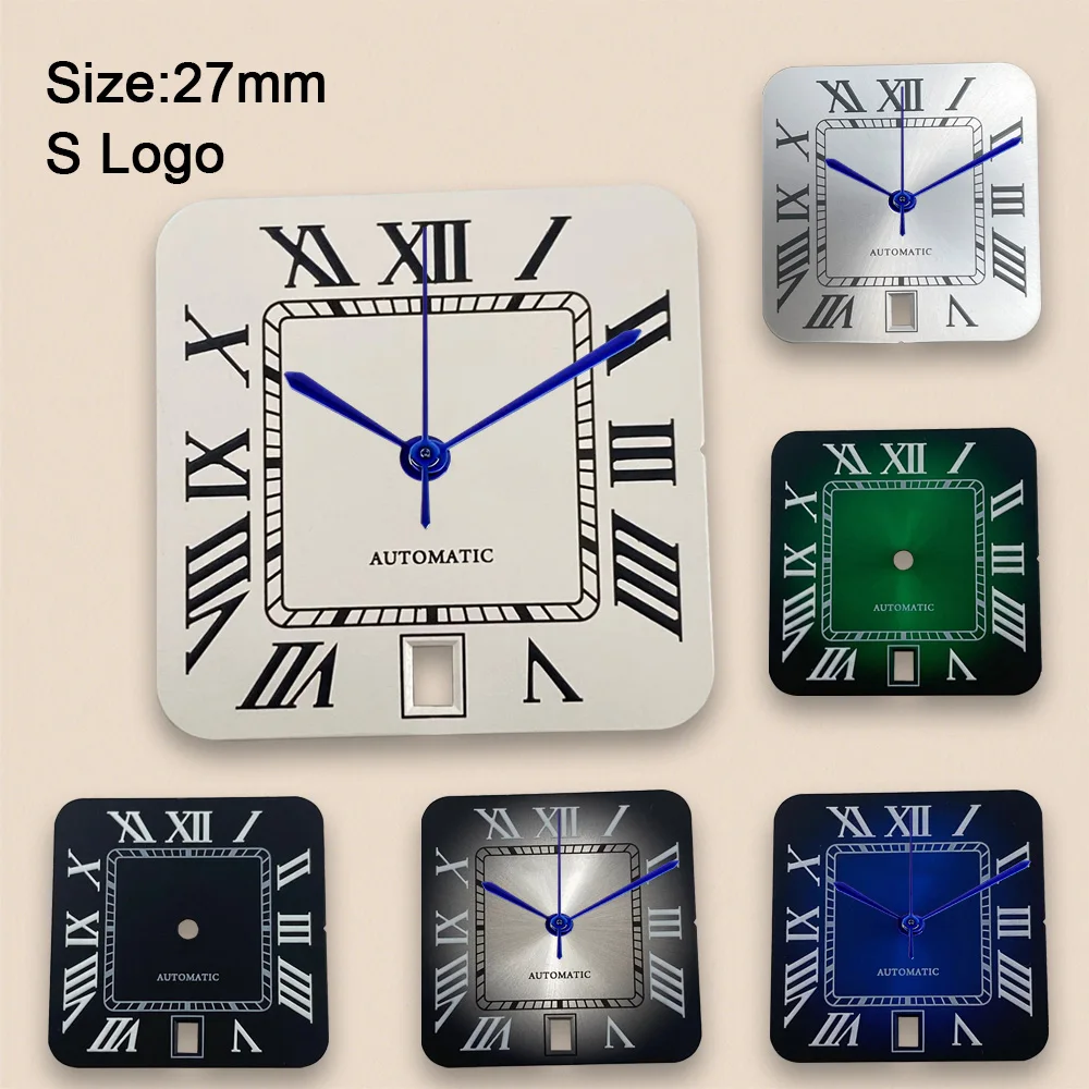 New 27mm S Logo Square Rome Dial Fit NH35/NH36/4R/7S Automatic Movement Fit 6 O'clock Watch Accessories Repair Tool
