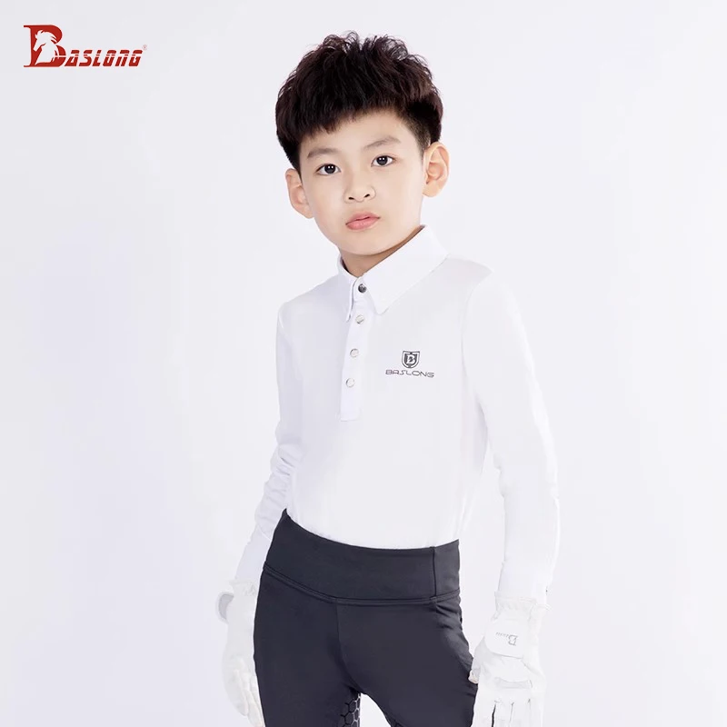 Детская рубашка поло, одежда для конного спорта, детская футболка, топ с длинными рукавами, защита от солнца, дышащая одежда для мальчиков и девочек, одежда для соревнований по верховой езде, рыцарская одежда