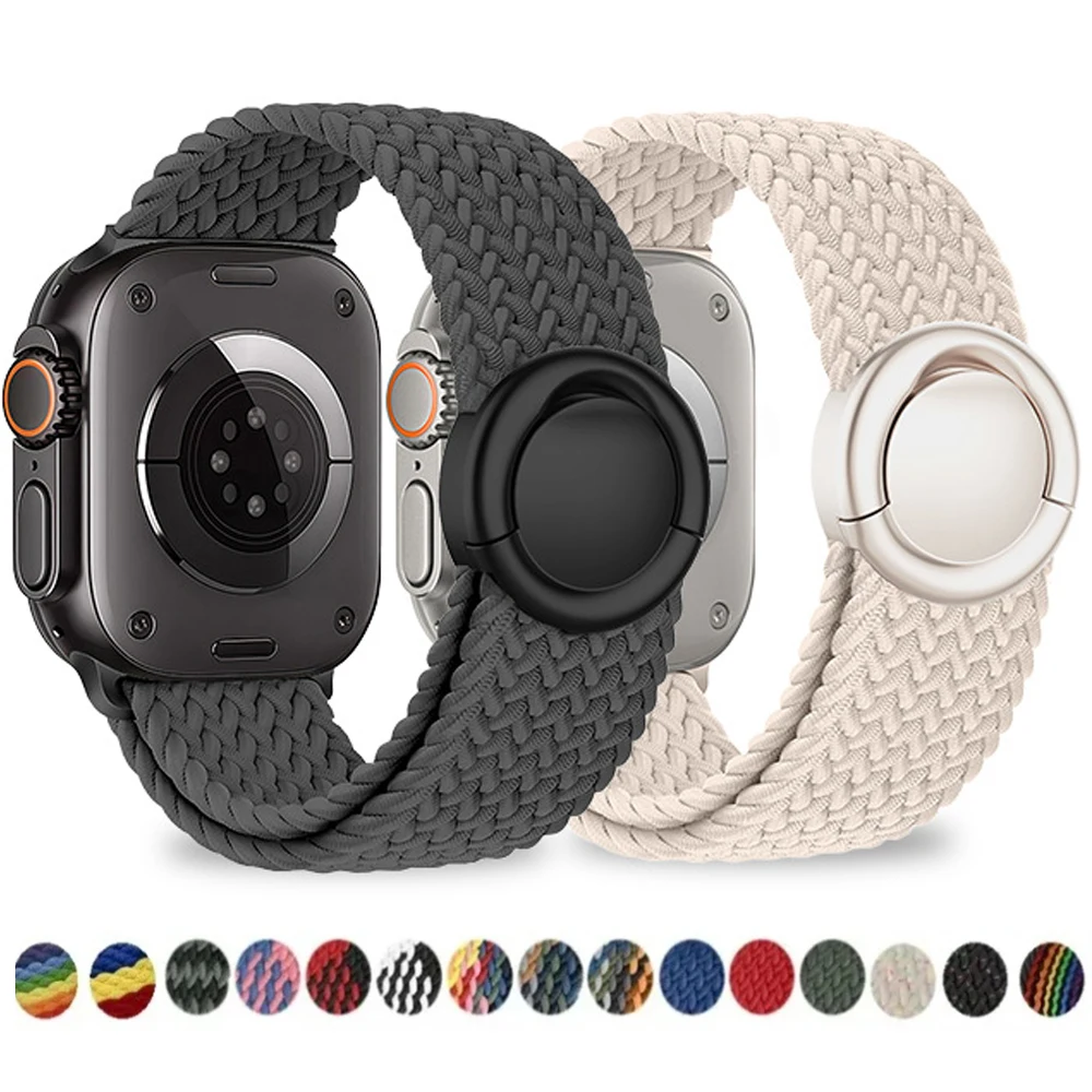 حلقة منفردة مضفرة لساعة أبل الترا 49 ملم 46 ملم 45 41 44 ملم 40 ملم 42 ملم حزام نايلون مغناطيسي لسلسلة iWatch 11 10 9 8 SE3