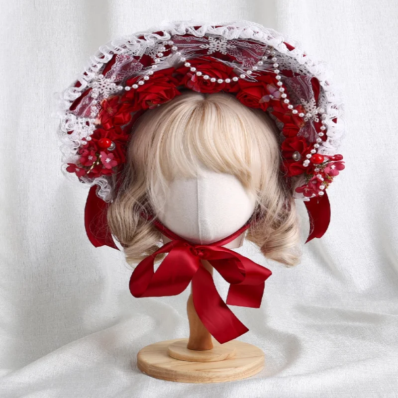 

Оригинальный дизайн, готическая заколка в стиле Лолиты, головной убор, кружевные аксессуары для волос с бантом, модная многоцветная шляпа принцессы в дворцовом стиле