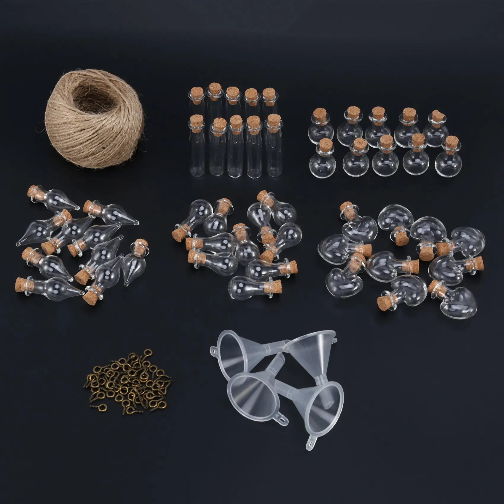 コルク栓付きミニガラス瓶,5つの形,小さな願い,ドリフトボトル,工芸品,DIYプロジェクト,ホット,50個