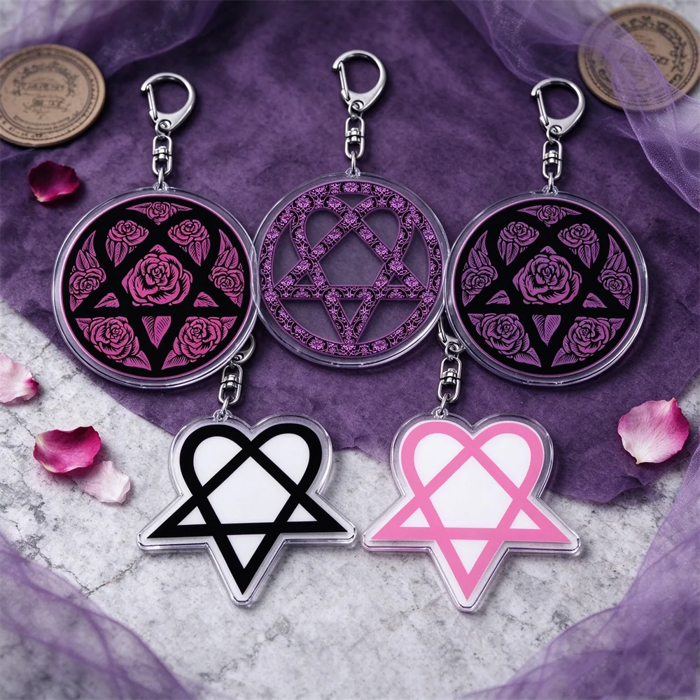 Popular Music Singer Logo Keychain for Accessories Heartagram Him Cup Love Key Ring Purse Phone Bag Charms Friends Gifts
