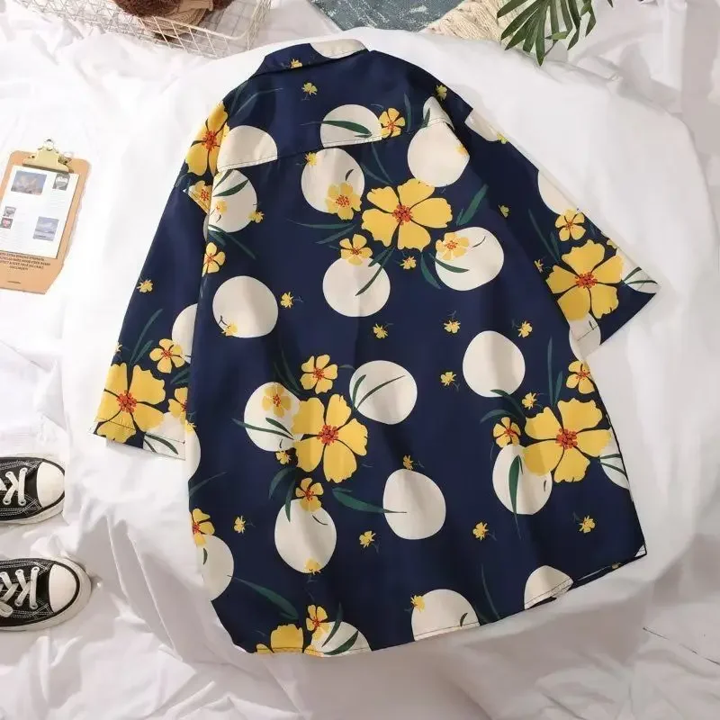 

Новая летняя рубашка с короткими рукавами и цветочным принтом в гонконгском стиле, свободного кроя, популярная модель.