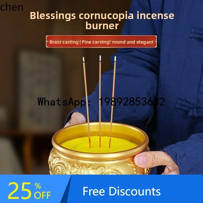 H3-31 pure brass, incense offering to the God of Wealth, special Buddha incense inserting incense