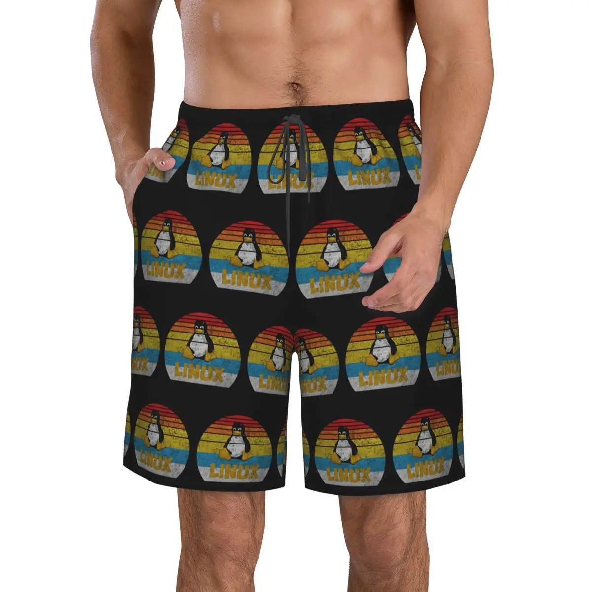 Original Linux Squad Unix Geek Trunks Beach Board Shorts Casual Quick Dry Swim Summer Men Pants