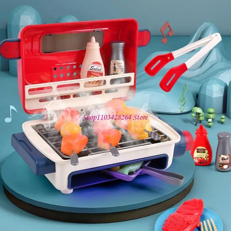 

Interactive Kids Pretend Cooking Toy BBQ Grill with Sizzling Sound Kitchen Toy