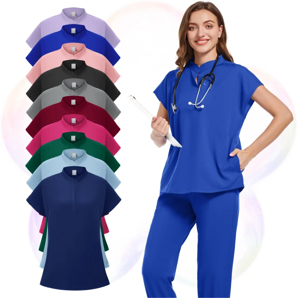 Pure Color Nurse Uniform Doctor Nurse Medical Female Hospital Accessories Beauty Salon Clinic Operating Room Surgical Scrub Set