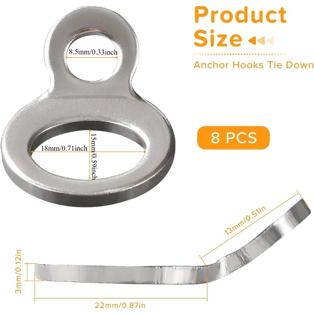 8pcs Shackles Silver Figure-8 Quick Release For Truck Motorcycle Anchor Chain Trailer Towing Tie Down Ring Car RV Boat