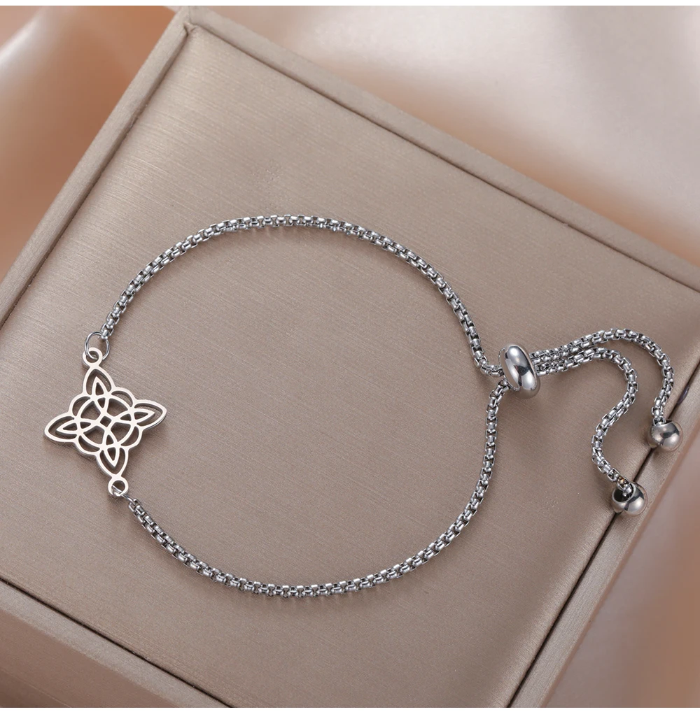 COOLTIME Irisches Wicca-Hexenknoten-Armband, Edelstahl, keltischer Knoten, verstellbare Damen-Armbänder, Modeschmuck, Geburtstagsgeschenk – Detail 7