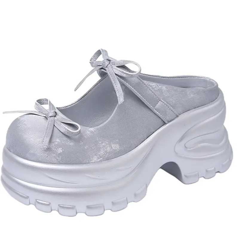 

Тапочки, повседневная обувь, женские шлепанцы на каблуке, шлепанцы на платформе, роскошные летние туфли Мэри Джейн на высоком каблуке 2025, модная обувь без шнуровки