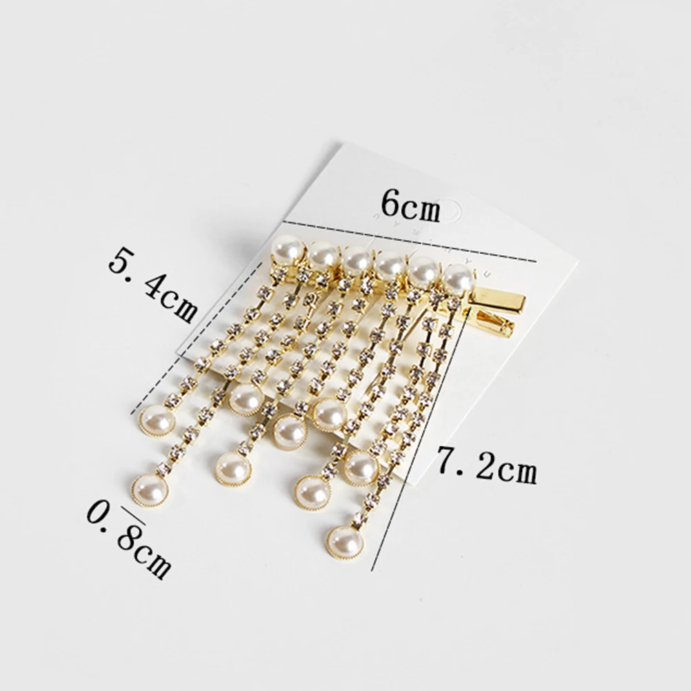 

Tassel Hair Clip Clips for Rhinestone Hairpins Pearl Barrette Retro Women Women's