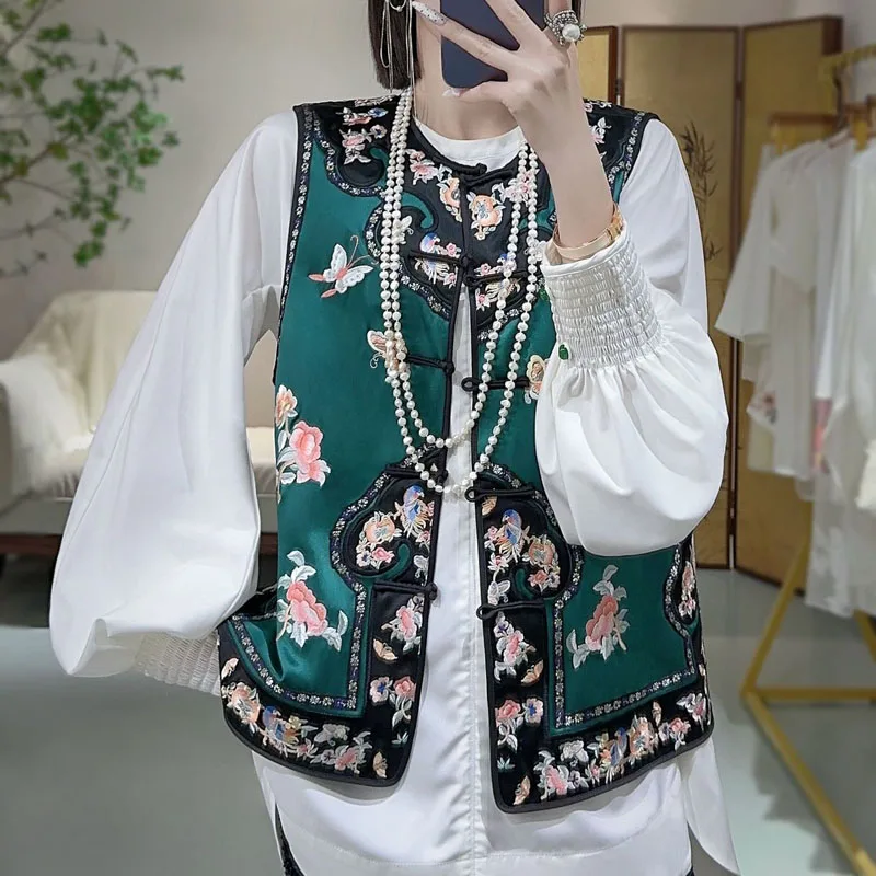 Chinese Style Vest Women's Spring And Autumn Embroidery As One wishes Loose Sleeveless Lady Top S-XXL