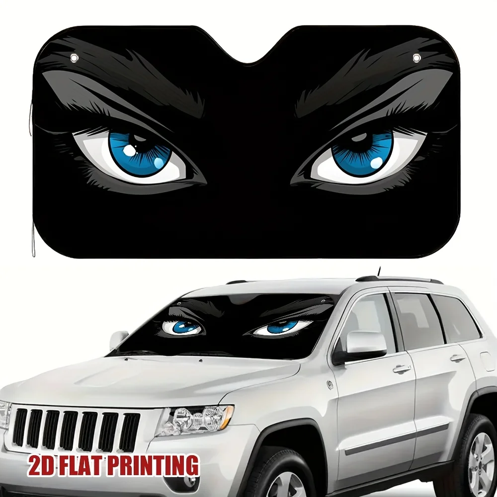 

1pc Halloween-Themed Blue Eyes Car Sun Shade - Stylish Windshield Protector for All Vehicles, UV Protection & Heat Reduction, Du