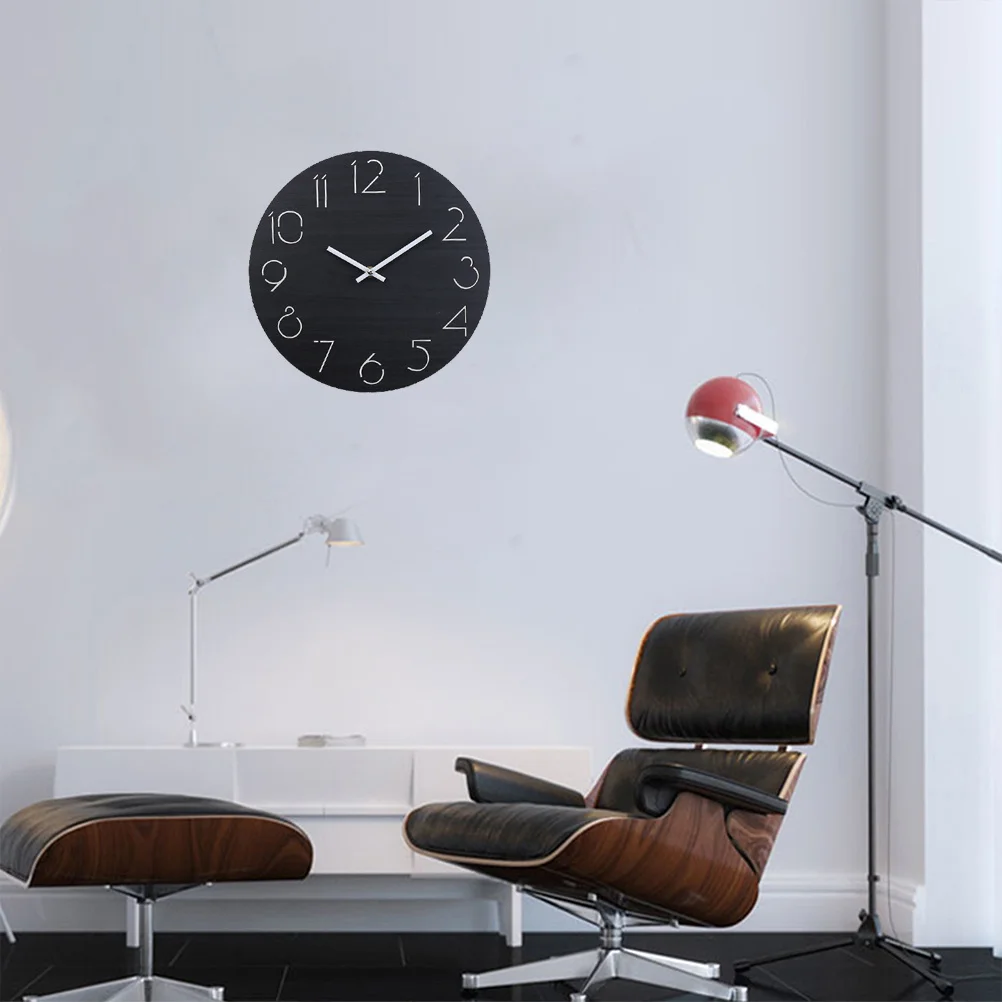 

Wooden Wall Clock Round Simple Mute Quartz Decorative For Home Office Bedroom Living Room Modern Hanging Clock Black