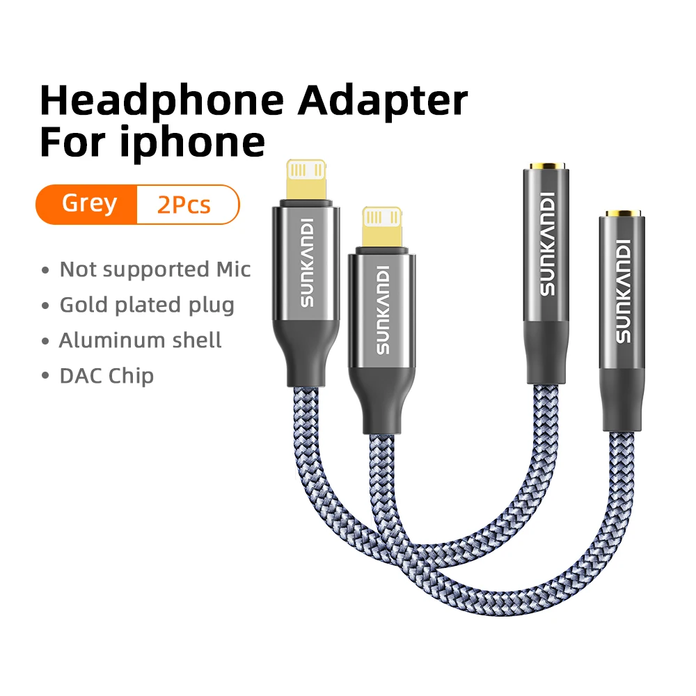 SUNKANDI Lightning zu 3,5 mm Kopfhöreranschluss-Adapter für iPhone, DAC-Chip-Adapter Audiokabel für iPhone 14 13 12 11 X XS 8 7