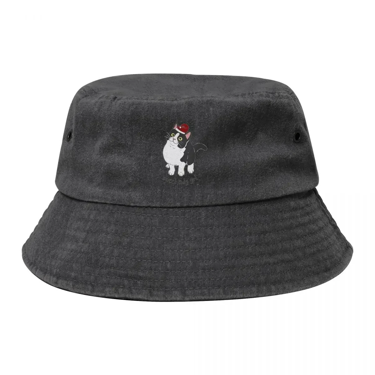 Sweet Lady Girl Christmas Cat Meowy Catmas Bucket Hat Trucker Cap Rugby Hats For Men Women's