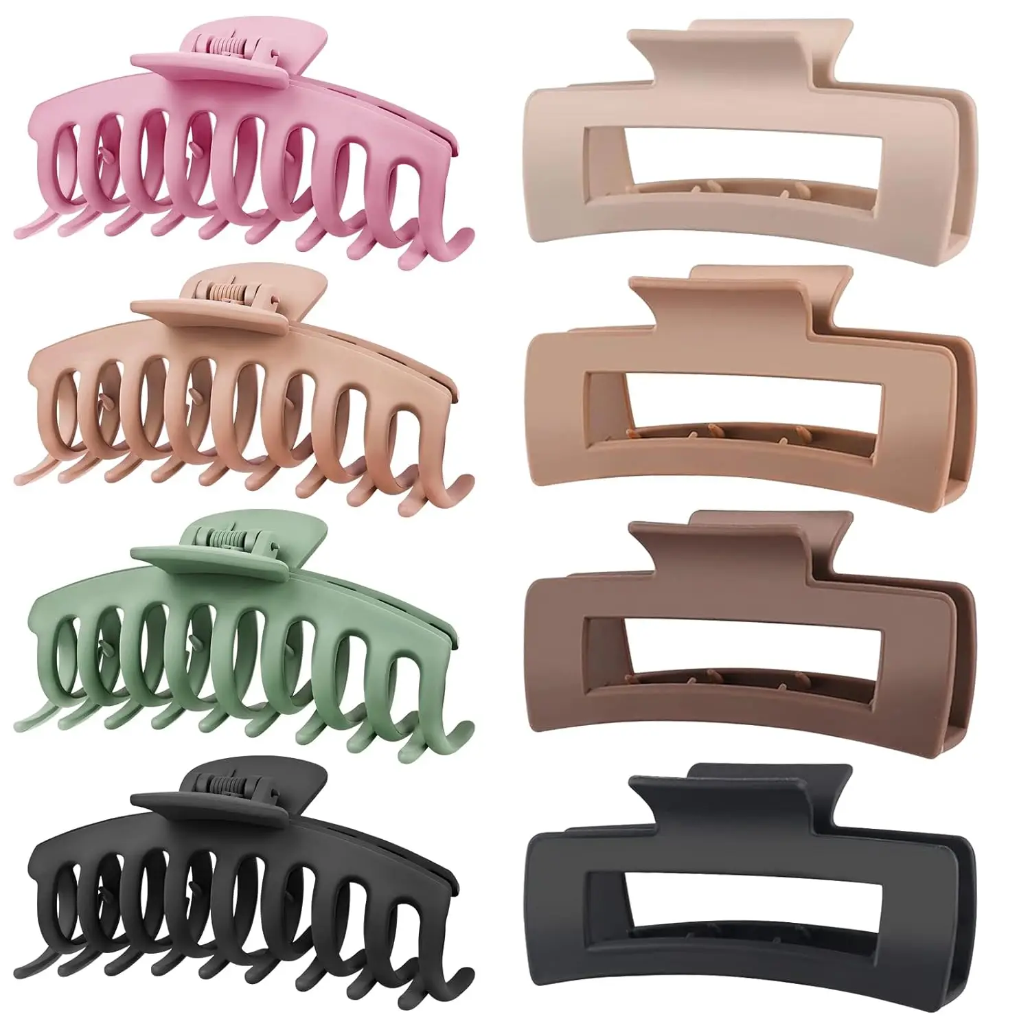 

8 Pack Large Hair Claw Clips for Women, Strong Hold Non-Slip Matte Jumbo Clips for All Hair Types