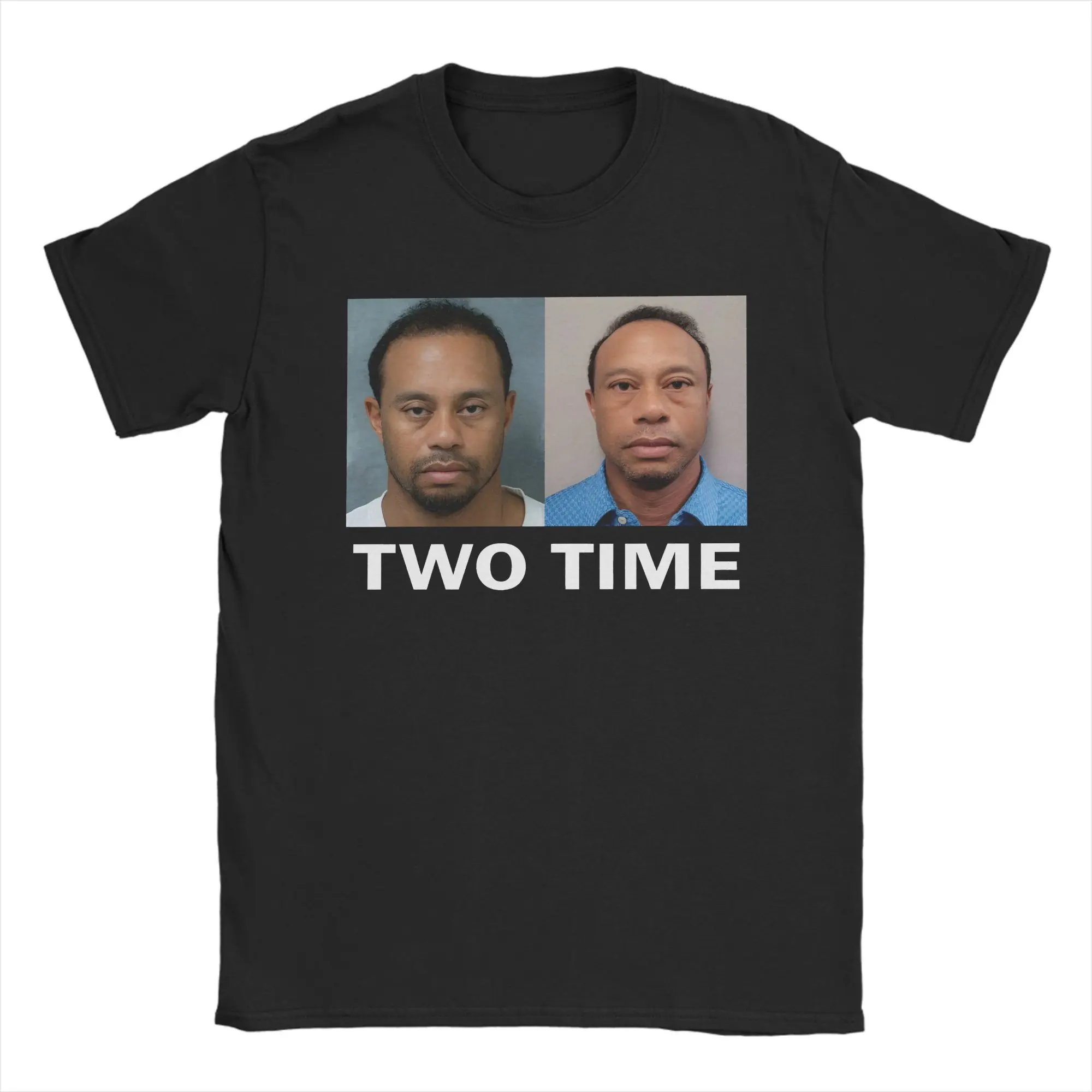 Tiger Woods  Cotton T-Shirt For Men Summer Mugshot Two Time Aesthetic T Shirts Leisure Tee Shirt Oversized Custom DIY Clothes
