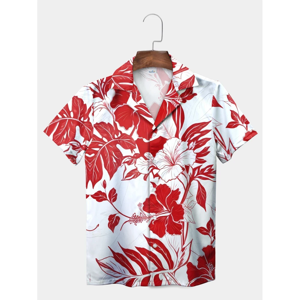 Hawaiian Shirt Tropical Plant Leaves Palm Tree Leaves Casual Shirt Summer Vacation Men's Shirt Men's Shirts Men's Short Sleeve