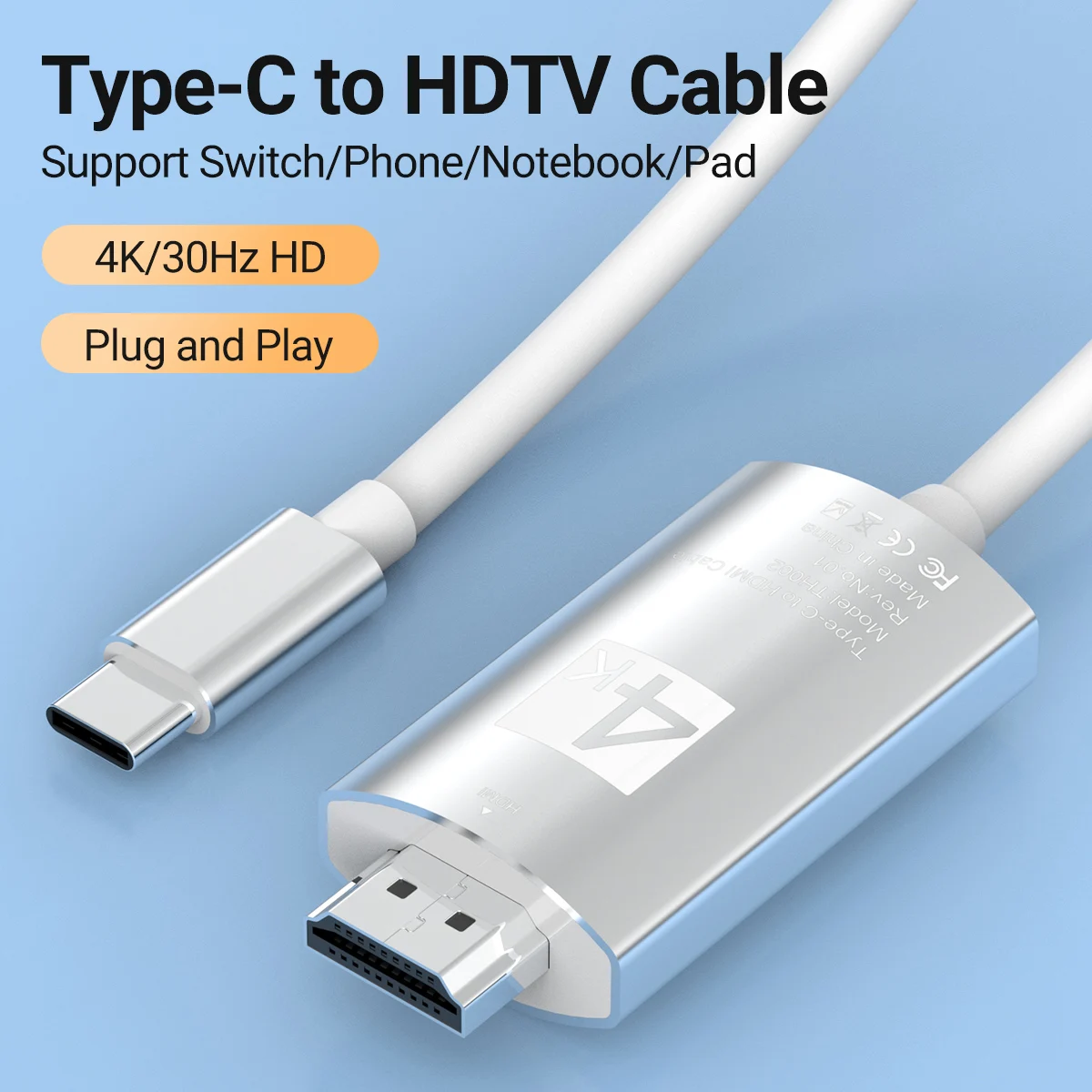 

USB C to HDMI Cable 4K UHD Cord for iPhone 15 Pro Max/15 MacBook Pro/Air iPad Pro 2021 iMac