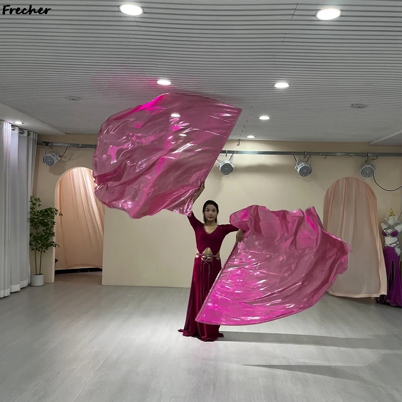 Nastro per performance folk Gioca a bastoncini telescopici in seta Bandiere Ali grandi Fan Donne Puntelli di danza del ventre Costumi di scena Strumenti di danza