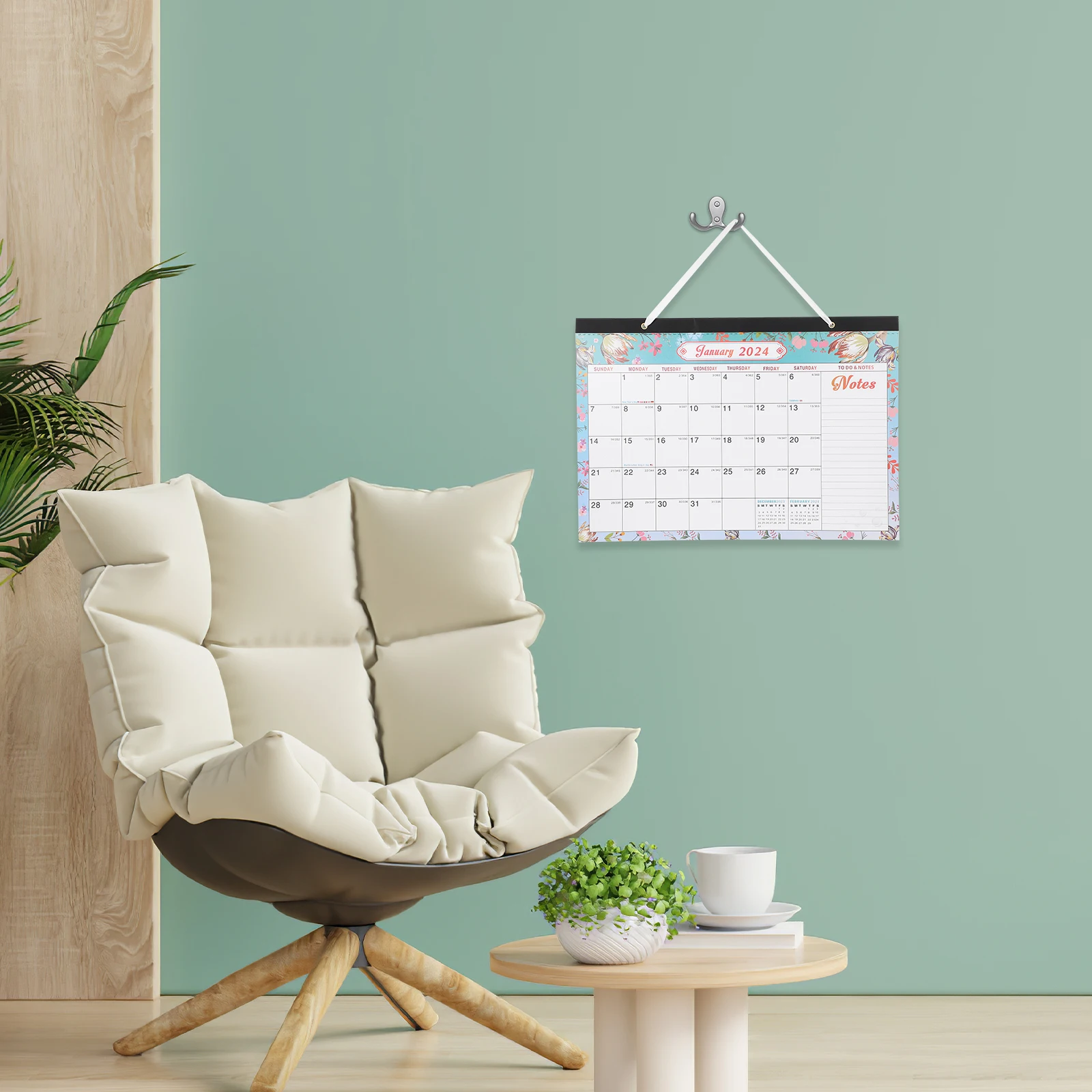 

Wall Calendar 2024 Holiday Hanging Home Office Sturdy Yearly Monthly Daily Use Schedule Planner Household Decor