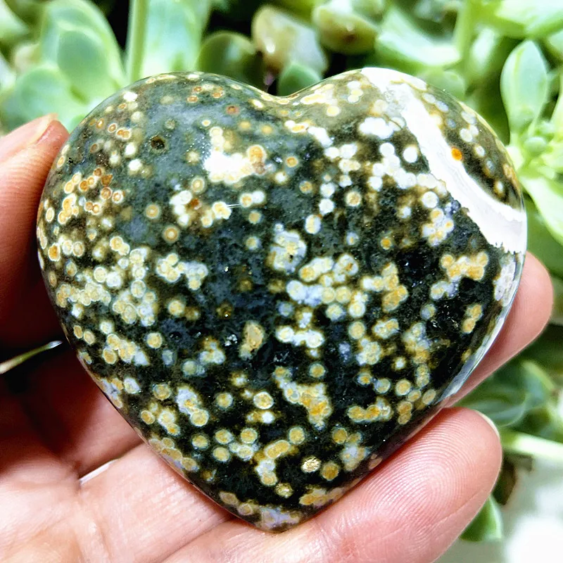 AA  Natural Crystal Ocean Jasper Gem Heart Sorcerer Exorcism Meditation Cures Feng Shui Crystal Home Decoration