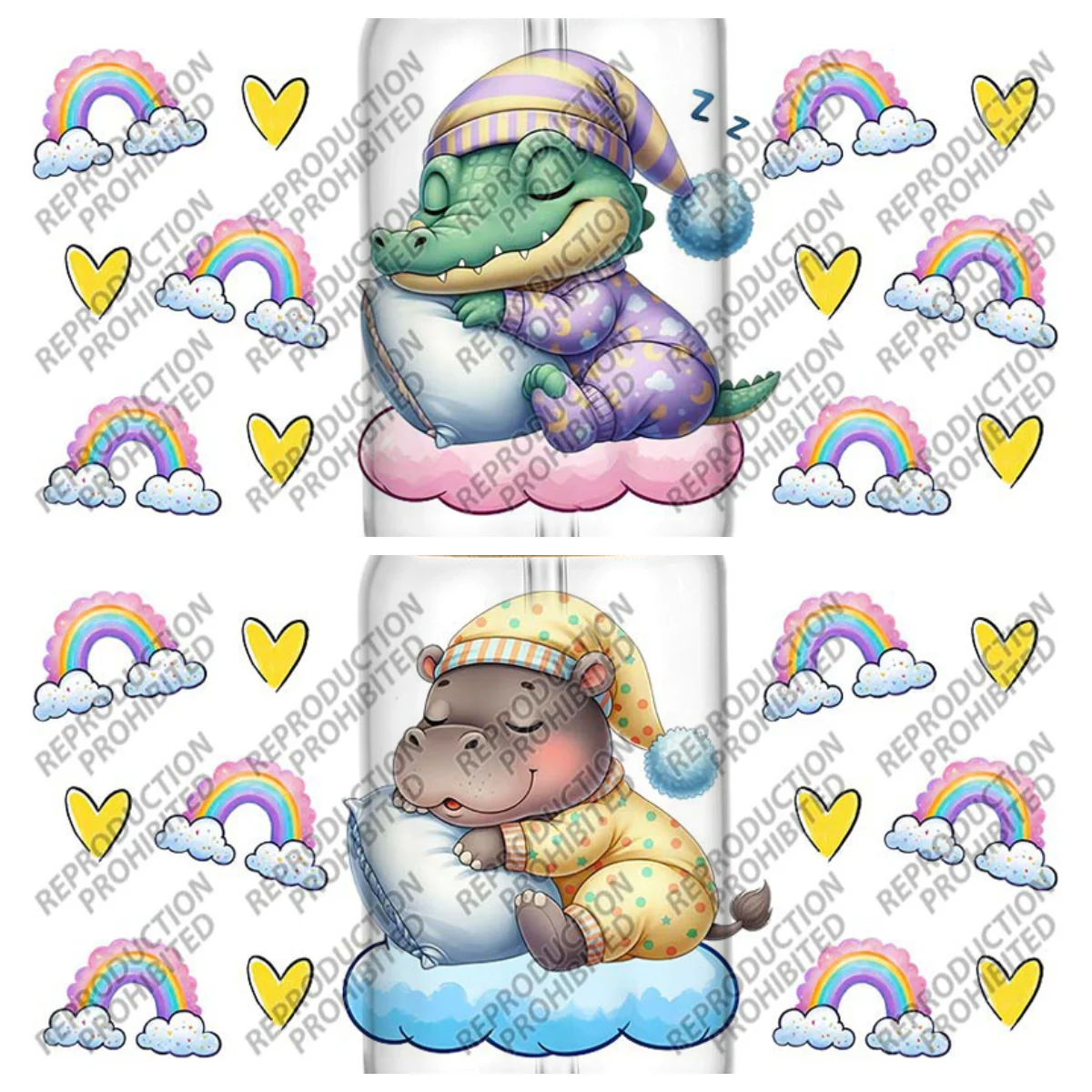 

Новые милые спящие животные 3D наклейка УФ DTF чашка обертывания для водонепроницаемых очков 16 унций переводная наклейка кружка DIY мультяшная наклейка