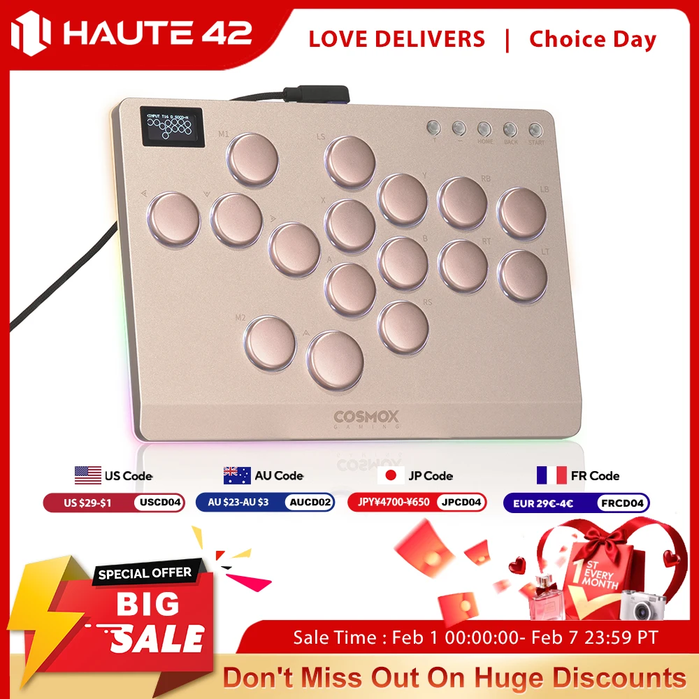 

Haute42 Aluminum Alloy Hitbox Leverless Arcade Stick Fighting Game Hitbox Controller For PC/Ps4 /Ps5 Joystick Arcade Controller