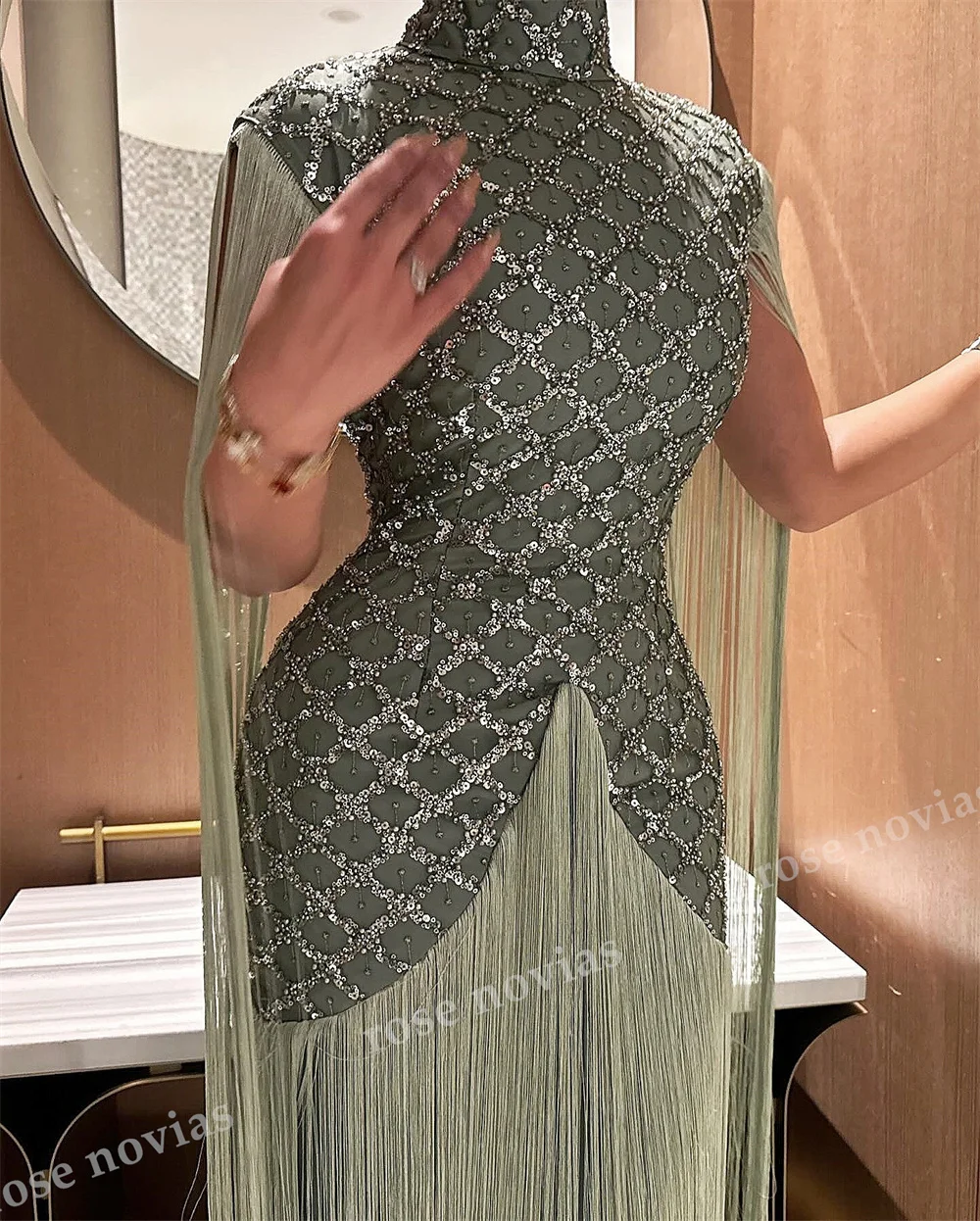 Customized Luxury Formal Evening Gowns Sparkle Straight Tassel Long Dresses Wedding Party Dress Elegant High Quality image 2
