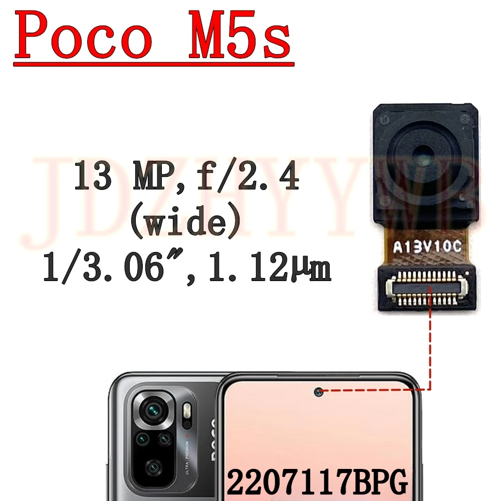 

Front Selfie Backside Rear Camera Module For Xiaomi Poco M5s 2207117BPG Wide Back Facing Main Camera Phone Flex Cable