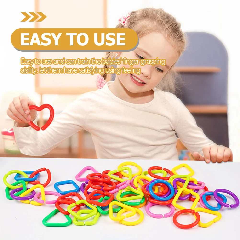 

35 Pcs Mini Baby Rings Links Chain Pe Early Education Toddler Geometric