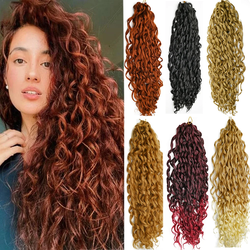 Cabelo Sintético Jessica, Tranças de Crochê com Ondas Profundas, 22 Polegadas, Extensões de Cabelo de Fibra de Alta Temperatura
