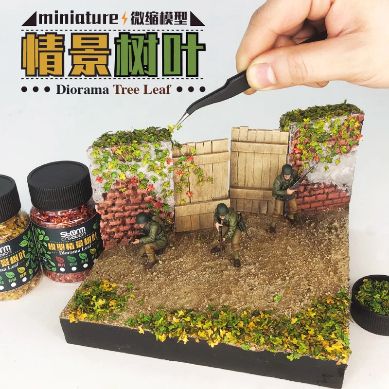 Kit modello in resina foglia di albero in miniatura di simulazione da 33 ml Micro foglie di paesaggio Accessori diorama statici per la creazione di