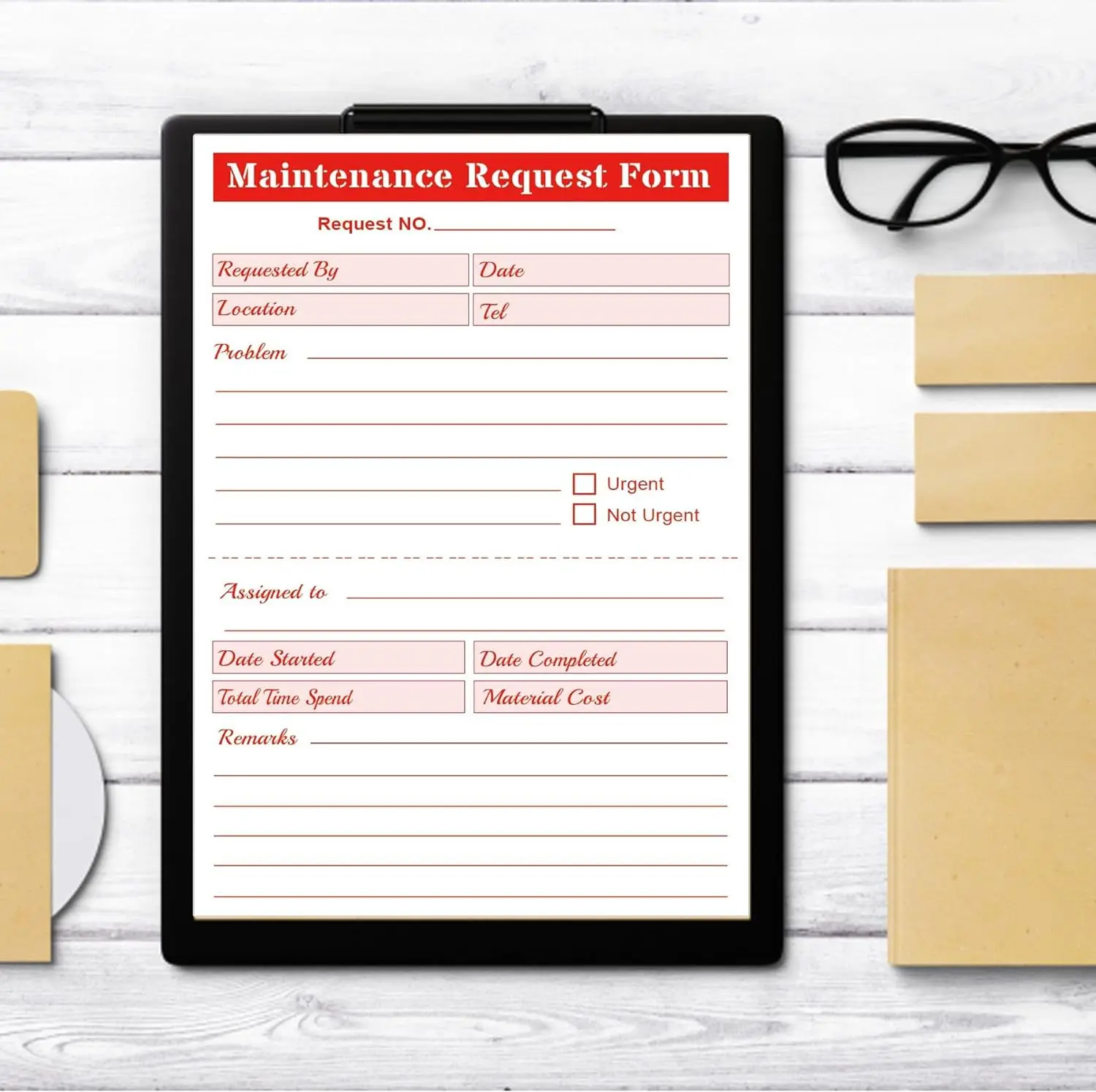 Maintenance Request Book Forms 5.5 x 8.5 Inch 2 Part Carbonless Maintenance Repair Request Forms