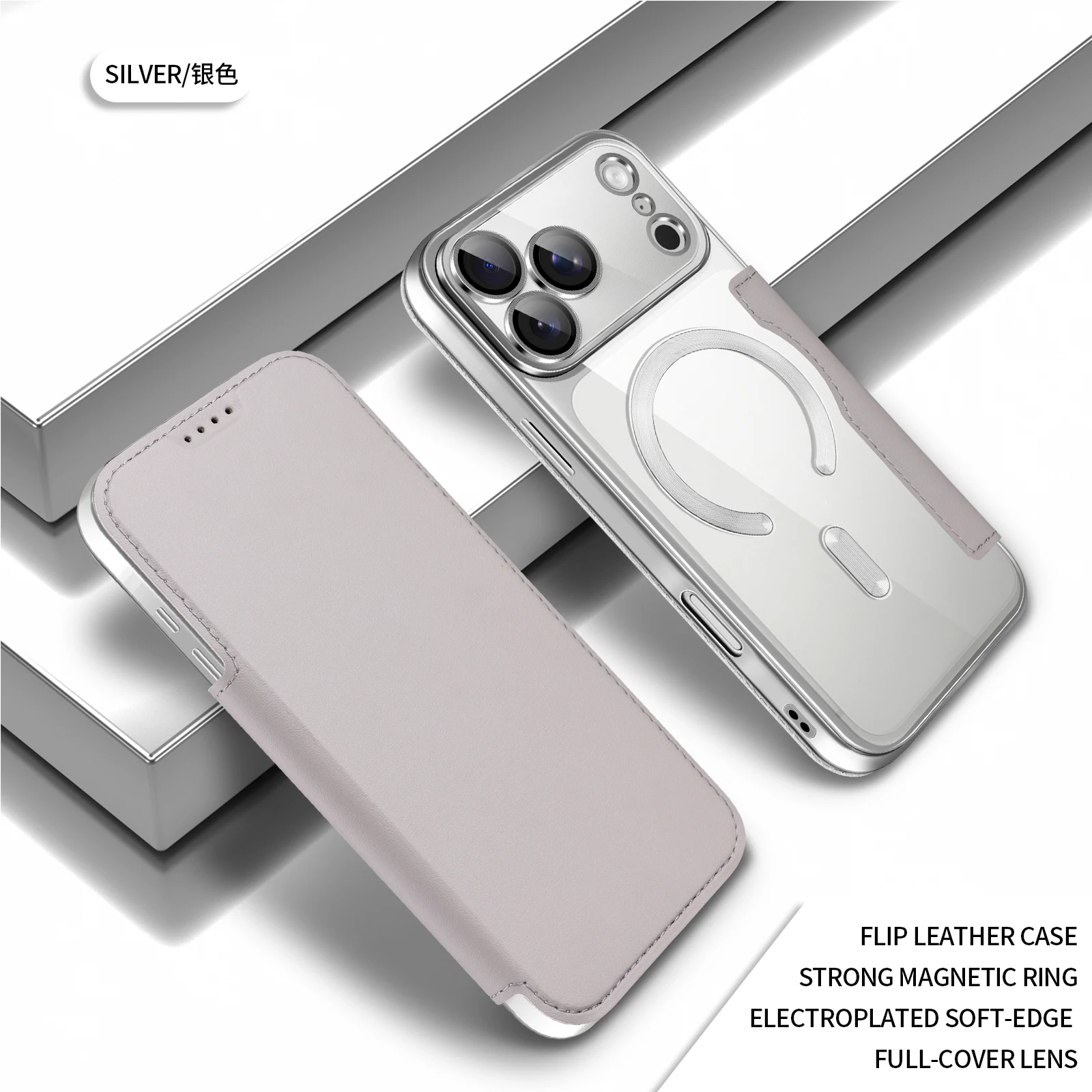 Für iPhone 17 Pro Max Magnetische Handyhülle Flip-Cover Vollschutz-Hülle mit Kartenfach Linsenschutz Kunstleder Sturzsichere Handyschutzhülle – Detail 4