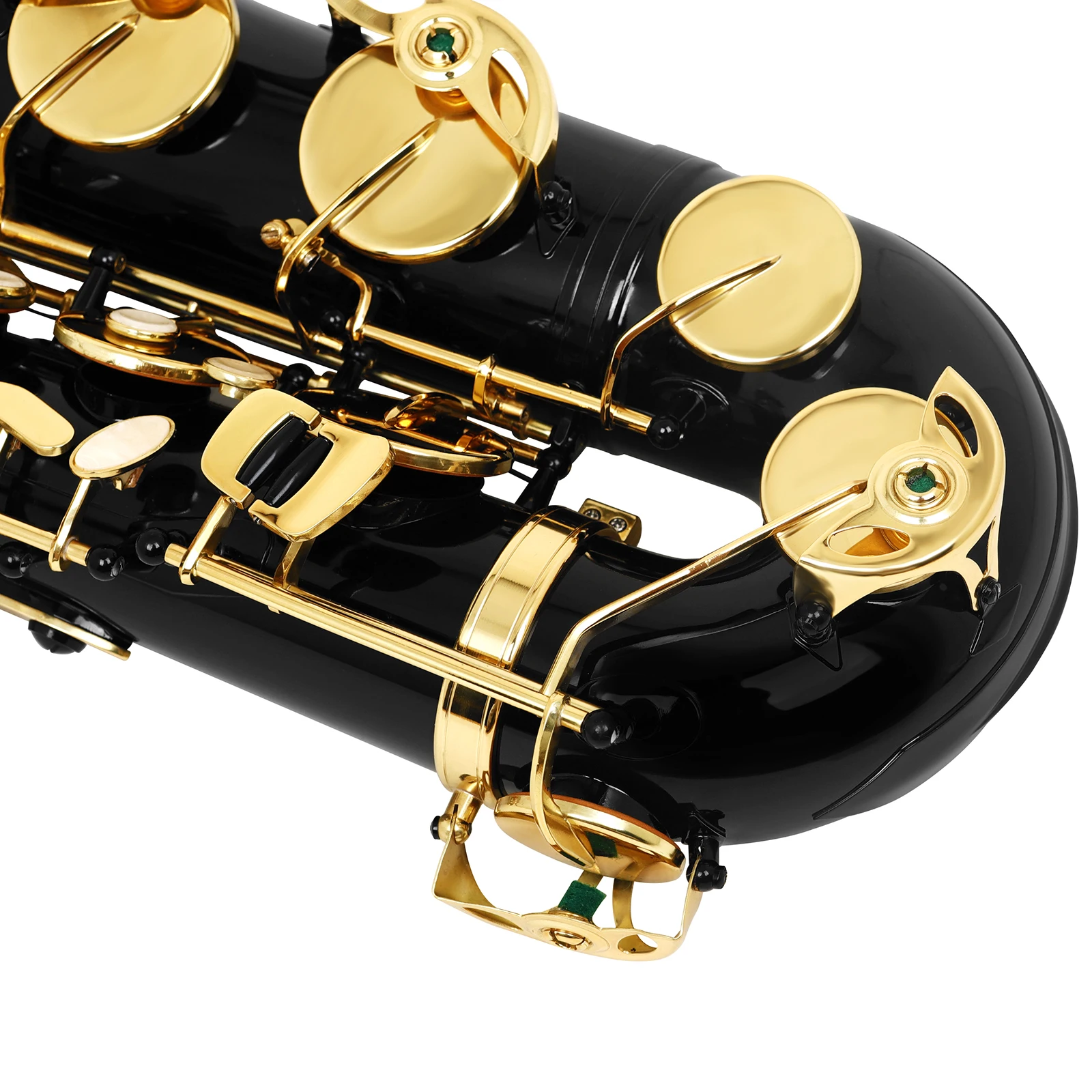 SLADE Tenor Saxophone Bb Brass White Shell Keys Black Gold with Case Mouthpiece Straps Strap Gloves Cloth Neck Ligature Reed