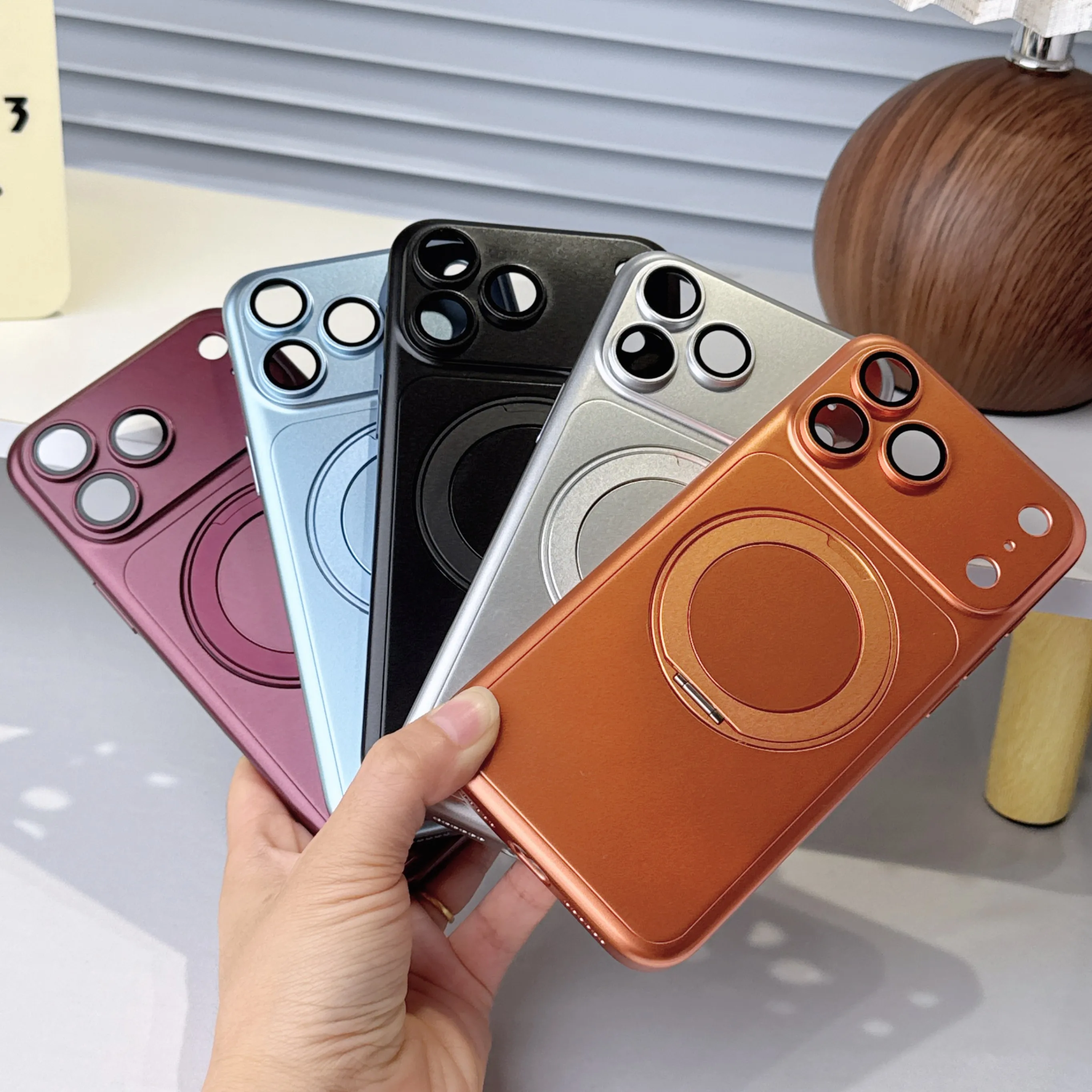 For Magsafe 360 Rotating Bracket Matte Armor Phone Case for iPhone 18 17 Pro Max 18 Pro Ultrathin Lens Protection Magnetic Cover