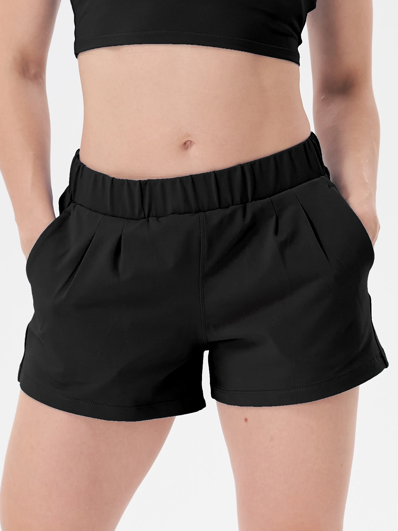 

Black Shorts For Women Loose Hot Pants Outdoor Casual Pants High Waist Elastic Band String Style Push Up Woman's Summer Shorts