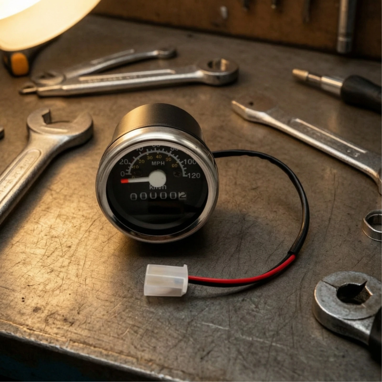 Speedometer with Mechanical Odometer Slim Analog Motorcycle Speed Gauge