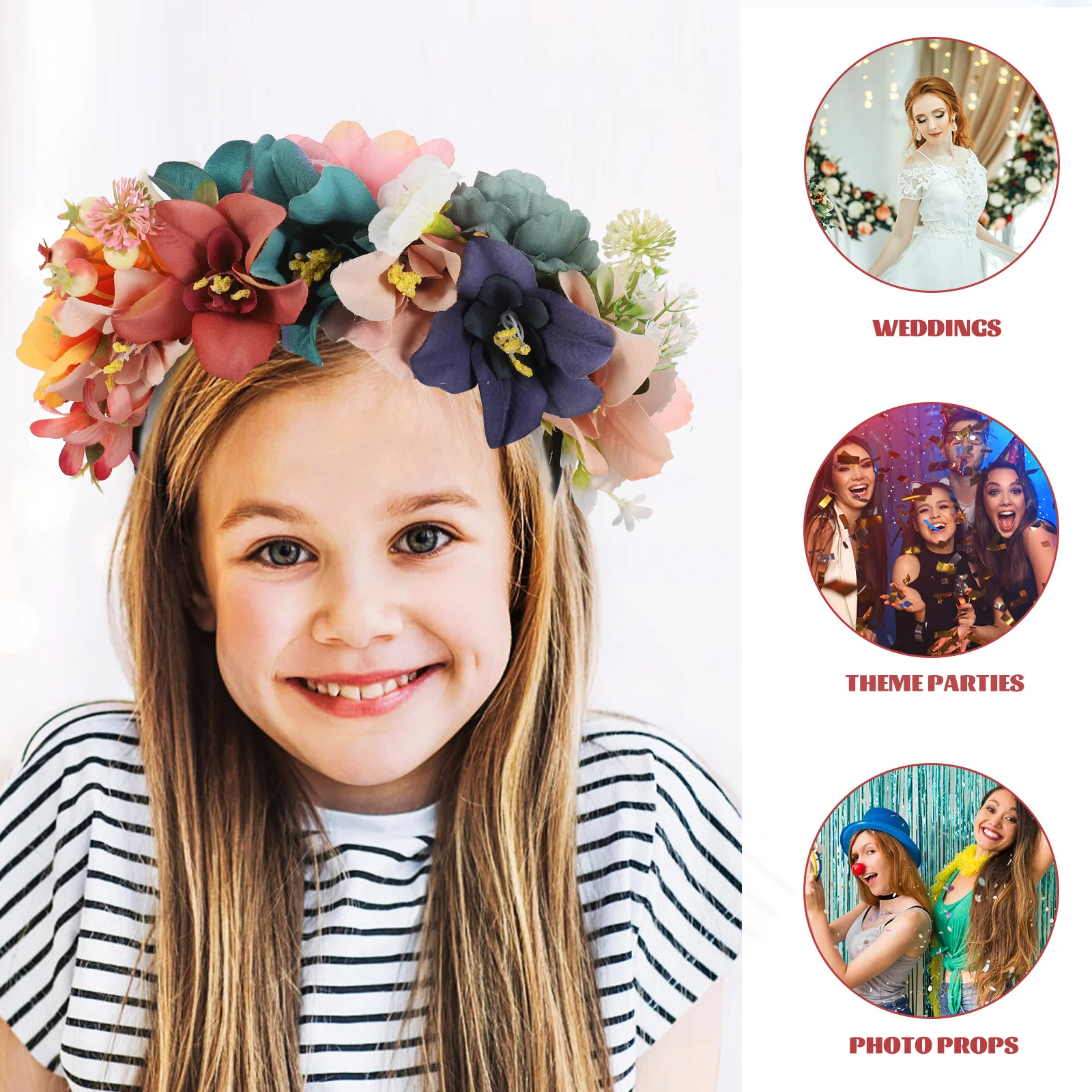

Flower Headband For Women Wedding Party Bridesmaid Bridal Floral Crown Hair Decoration Comfortable Party Hat Accessory