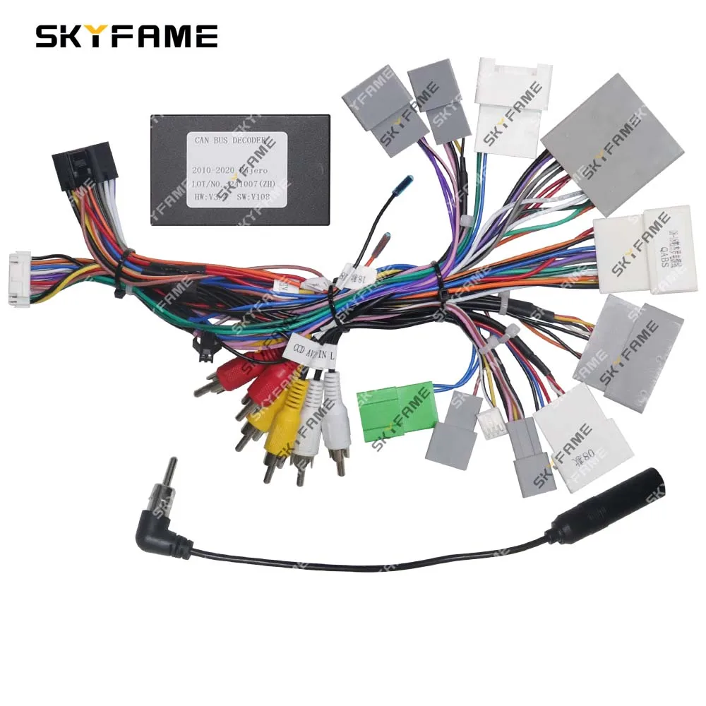 SKYFAME-Adaptador de arnés de cableado de 16 pines para coche, caja Canbus, decodificación, Cable de alimentación de Radio Android para Mitsubishi Pajero
