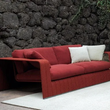 Outdoor beach bed swimming pool loungers patio garden rattan sofa leisure bed triple rattan chair