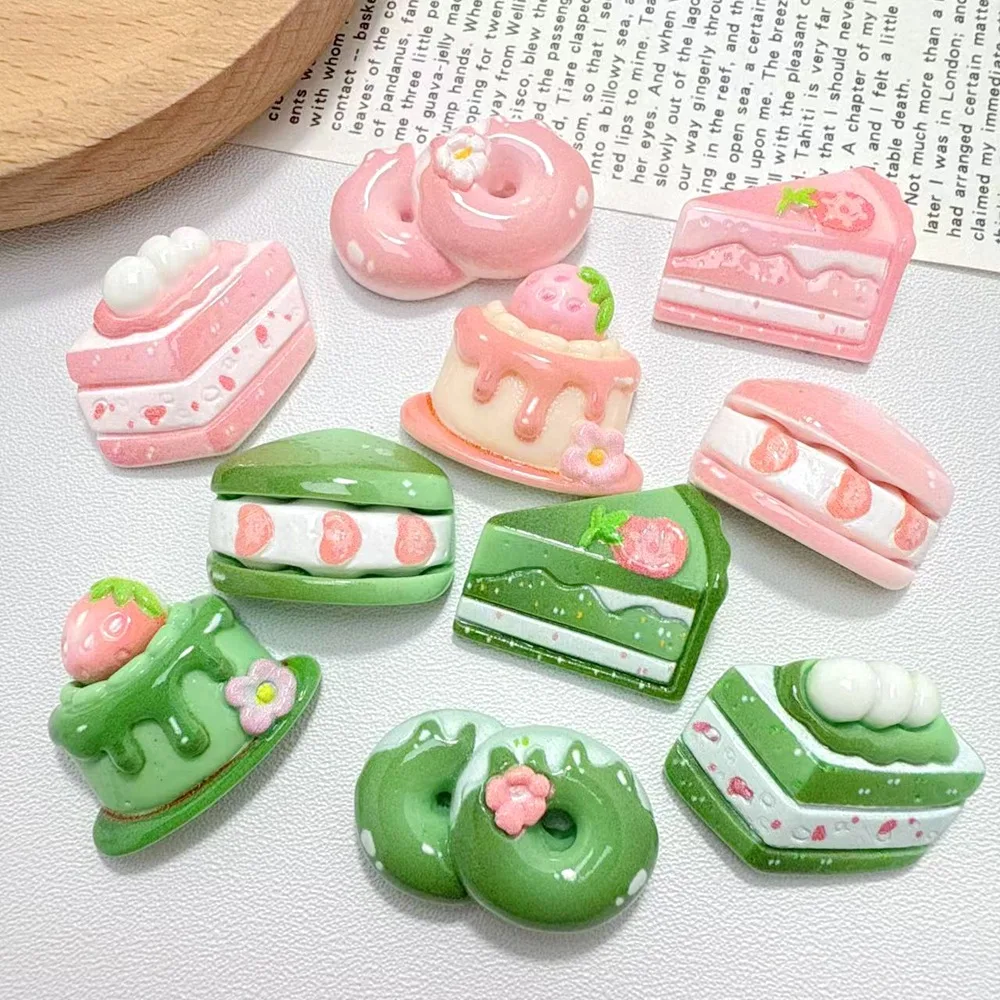 

100pcs Kawaii Simulated Cake Flatback DIY Accessories for Keychain Doll House Kitchen Decor Miniature Craft