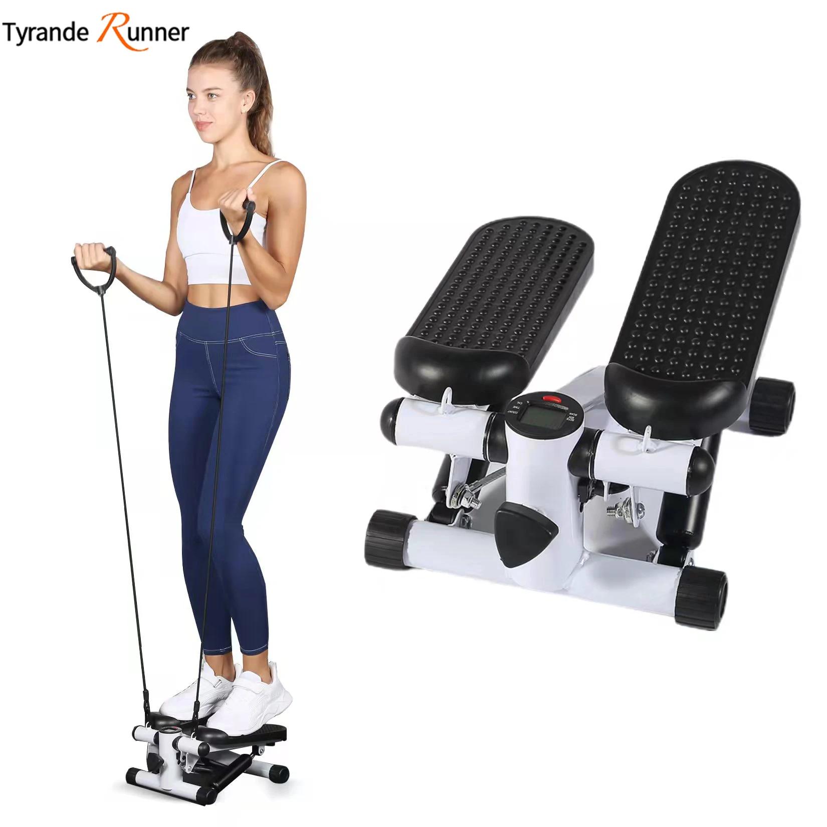 Mini máquina paso a paso giratoria para ejercicio en casa con bandas de resistencia pantalla LCD cinta de correr adelgazante para entrenamiento en casa