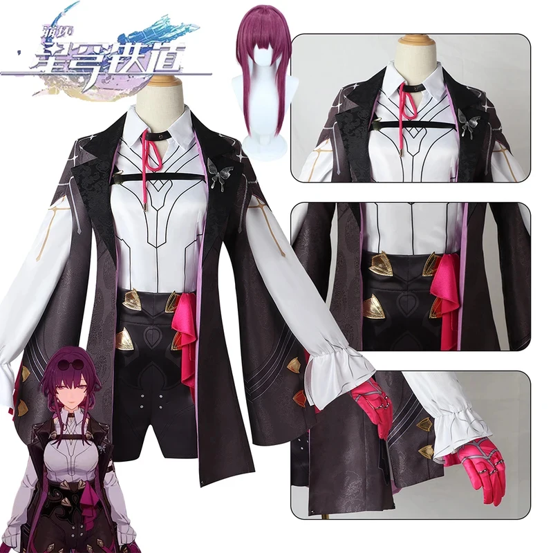 

ABC123Kafka Costume Anime Honkai Star Rail Kafka Cosplay Outfit Wig Sweet Lovely Combat Uniform Women Hallowes,3'f.5;j.8