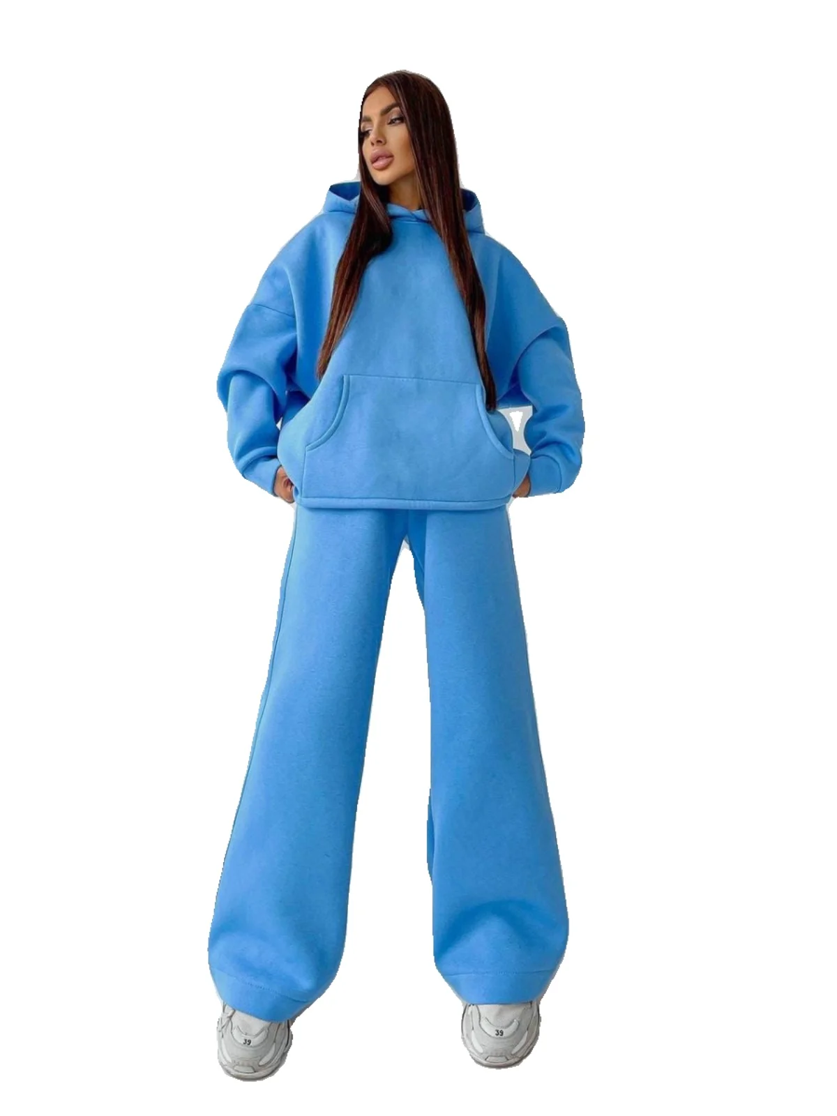 Women's Loose Hoodie Wide Leg Pants Two-Piece Set Autumn Winter New Arrival Casual Comfortable Faion Outfit with kets