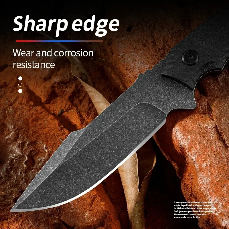 Outdoor Survival Knife 7Cr13 Black Blade with/Kydex Sheath - Durable G10 Handle Hunting Camping Tool - Perfect Men's Gift